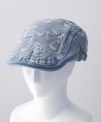 ビーズリボンデニムハンチング