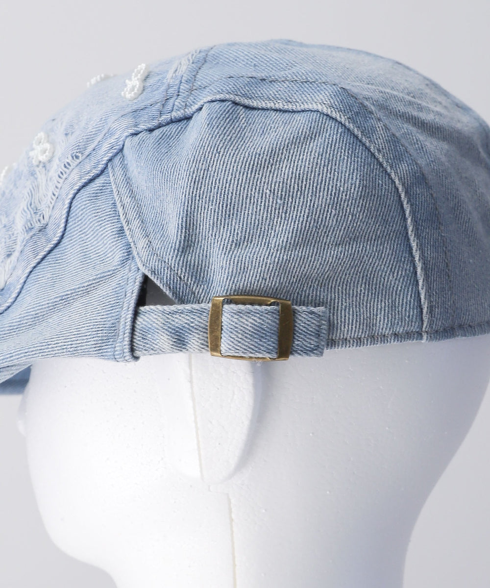 ビーズリボンデニムハンチング