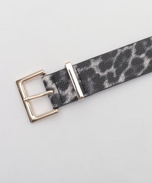 Lスクエアバックルレオパードベルト