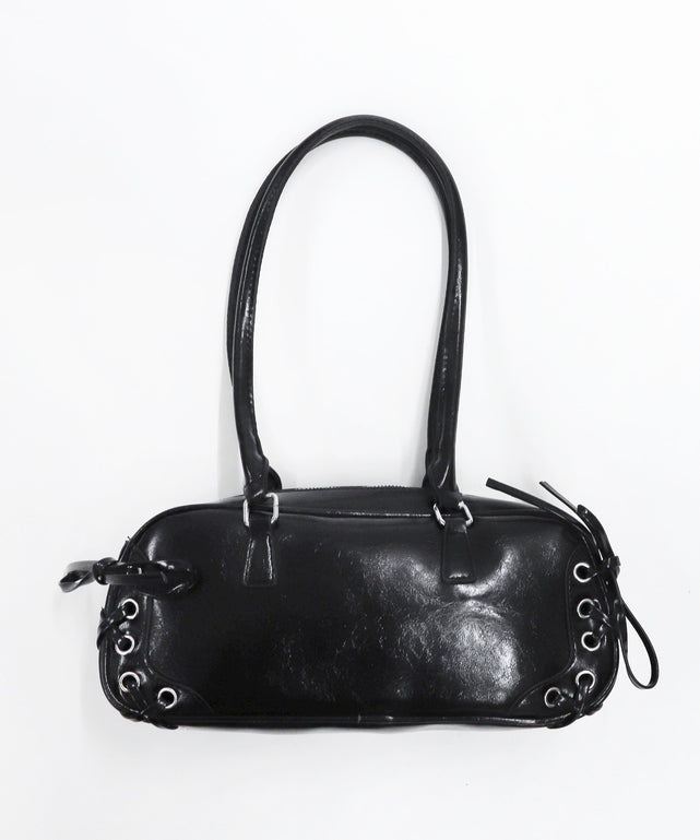 レースアップボストンバッグ/ブラック