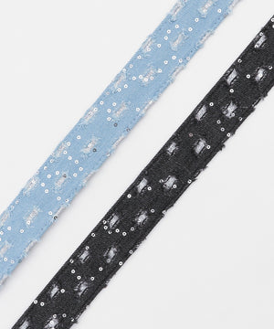 Lスパンコールデニムベルト