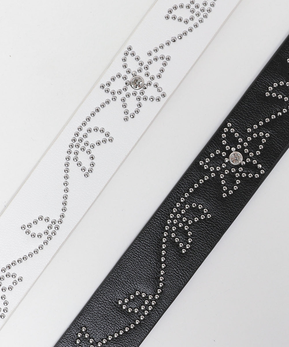 Lフラワーデザインスタッズベルト