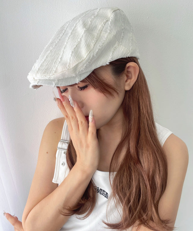 Lフリンジデザインハンチング/ホワイト