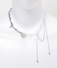 Lハートクリアビーズネックレス