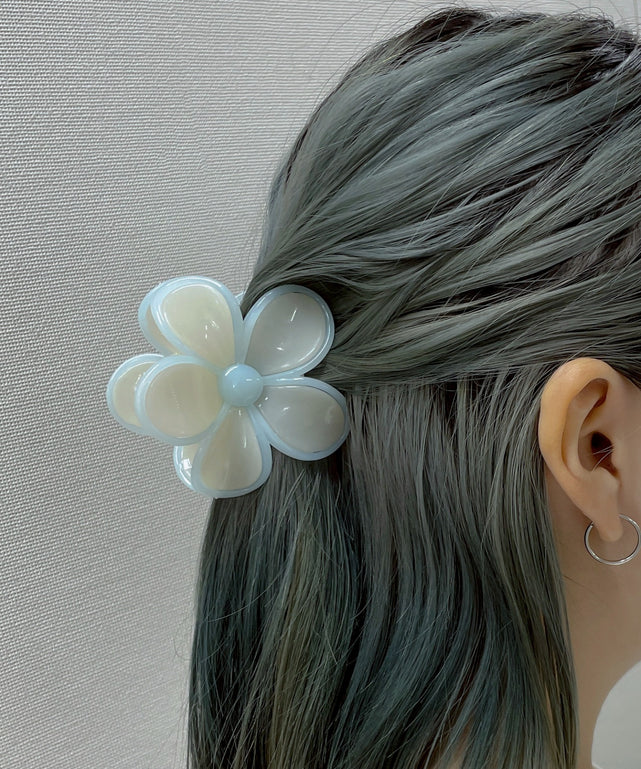 Lパステルバイカラーフラワーバンス/サックス