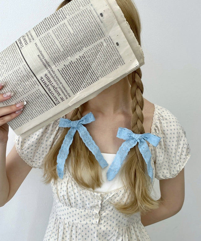 L2Pフラワーレースリボンピン/サックス