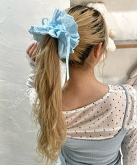 Lパンチングレースリボンシュシュ