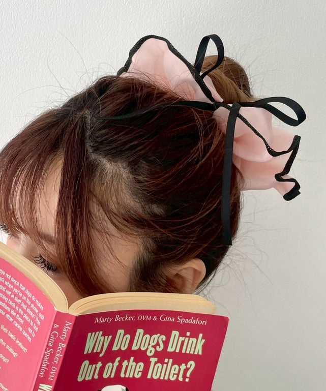 Lリボンバイカラーシアーシュシュ/Lピンク