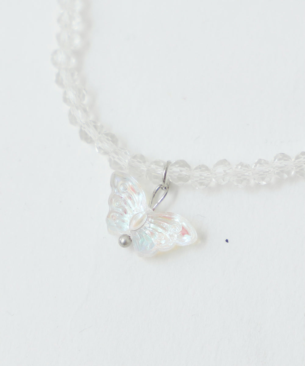 Lバタフライモチーフビーズネックレス