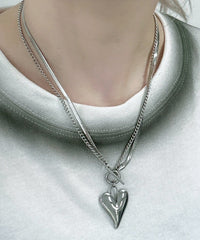 Lハートモチーフ2連ネックレス