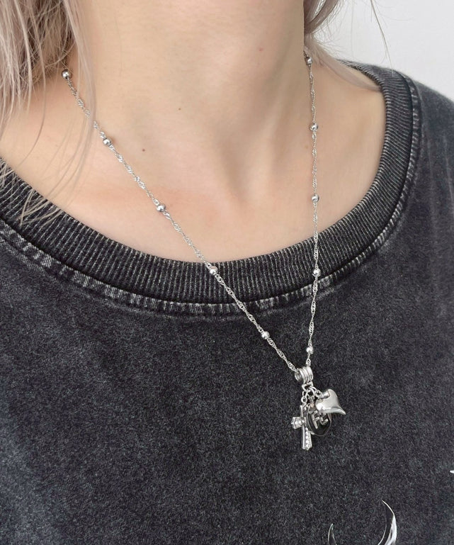 Lステンレスジャラトップネックレス/柄１