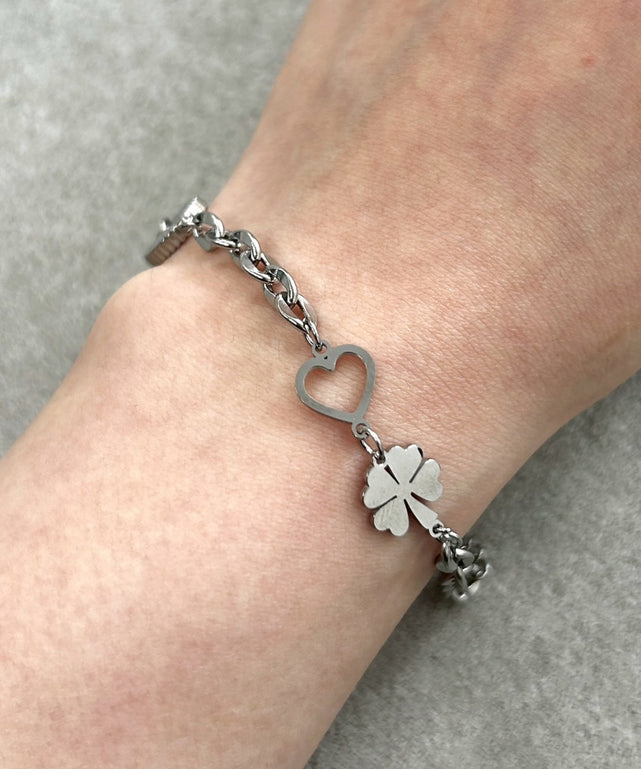 Lステンレスハートモチーフブレス/柄１