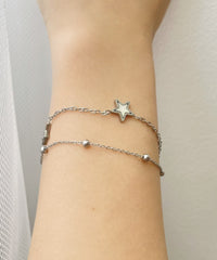 Lステンレスモチーフチェーン2連ブレス