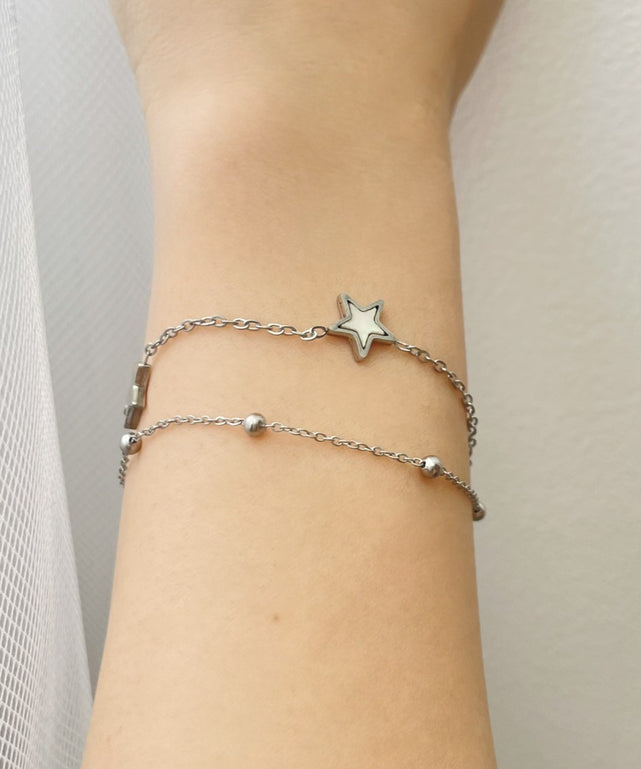 Lステンレスモチーフチェーン2連ブレス/柄1