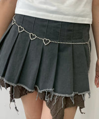 Lラインストーンハートチェーンベルト