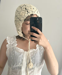 紐付きクロシェハット