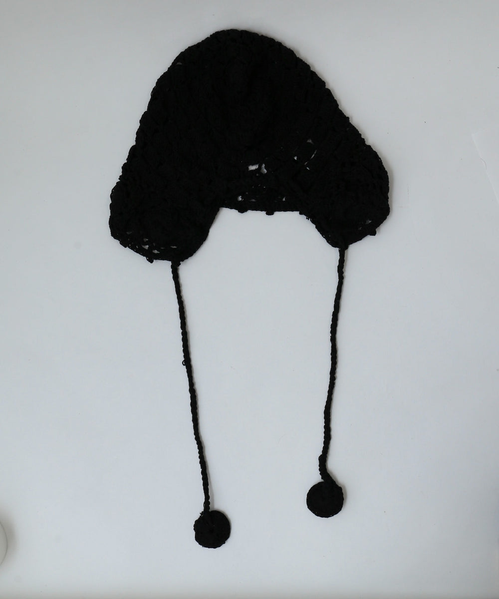 紐付きクロシェハット