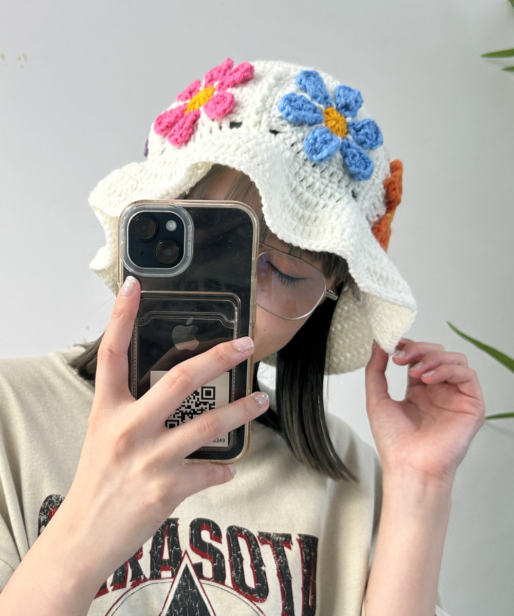 フラワーフリルニットハット