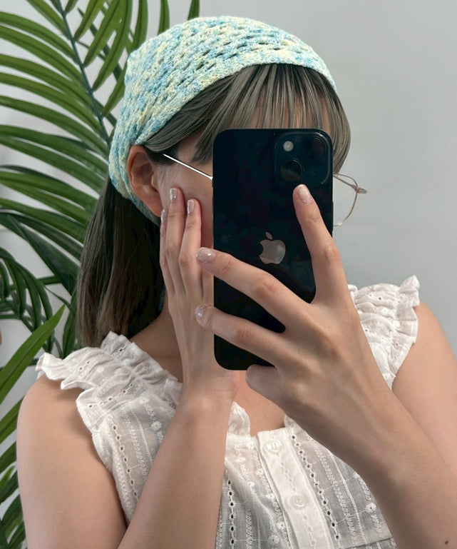 MIXニットバブーシュカ/グリーン