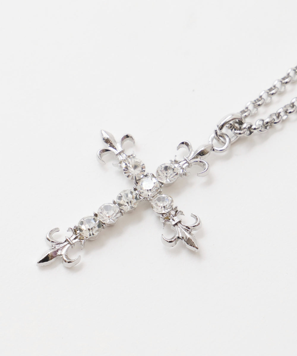 Lラインストーンクロスネックレス