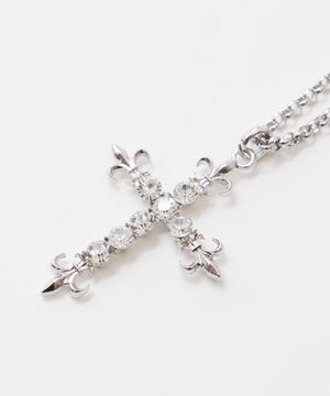 Lラインストーンクロスネックレス