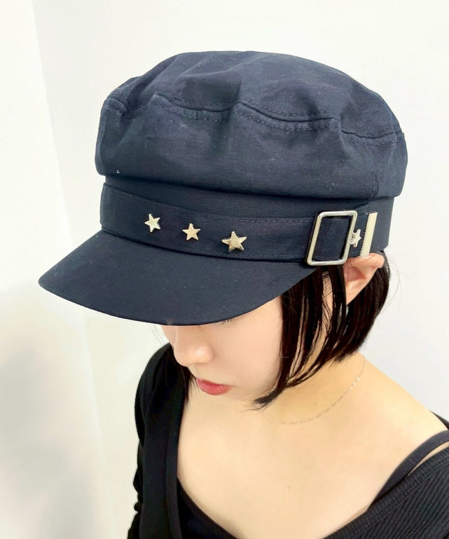 スターモチーフツイルマリンキャップ/ブラック