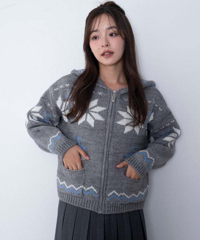 雪柄ZIPフードカーディガン｜WEGO（ウィゴー） – WEGO ONLINE STORE