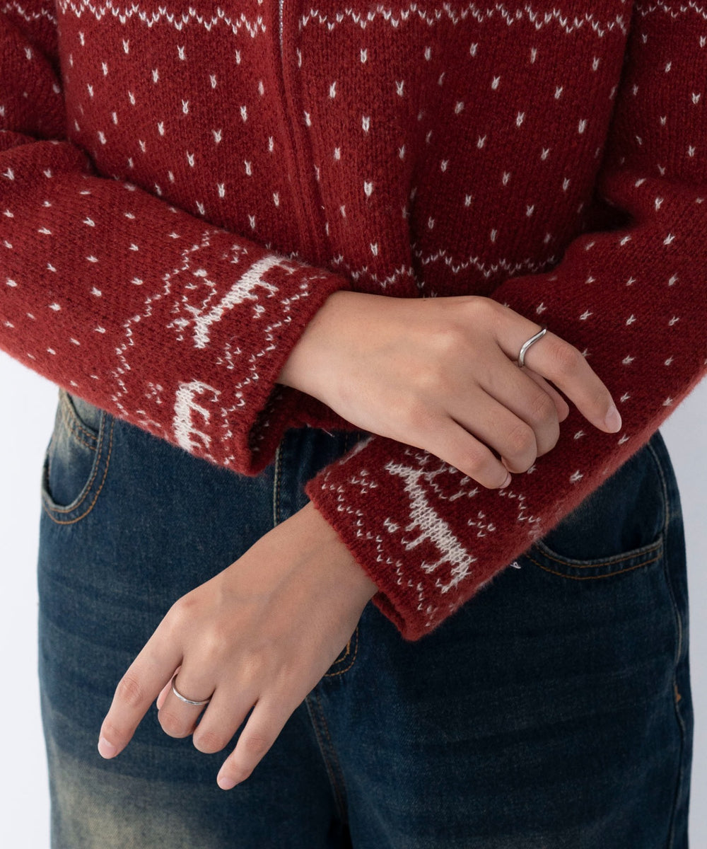 ユキガラダブルジップカーデ