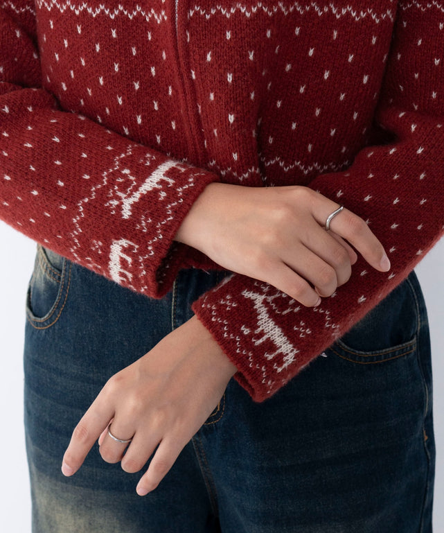 ユキガラダブルジップカーデ