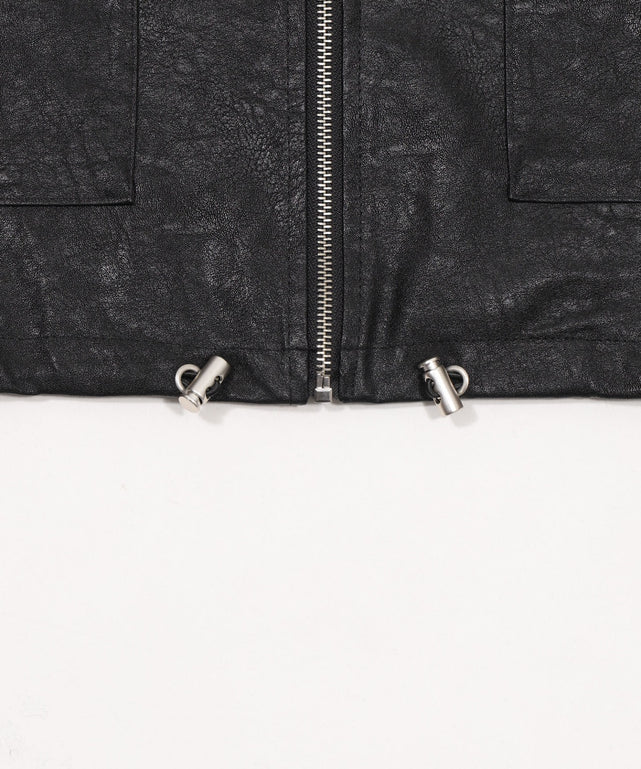 ファー襟付きPUブルゾン