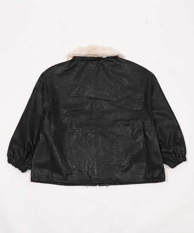 ファー襟付きPUブルゾン