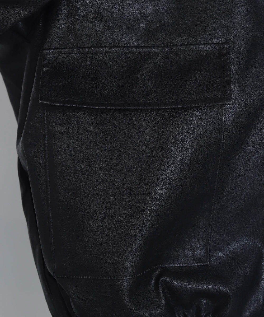 ファー襟付きPUブルゾン