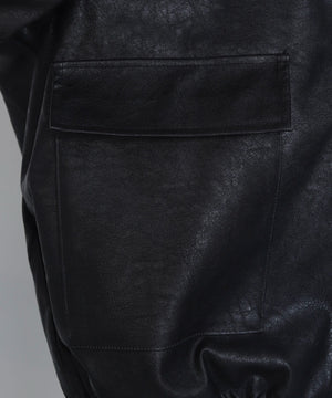 ファー襟付きPUブルゾン