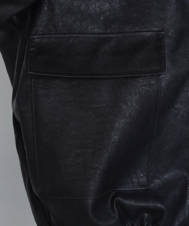 ファー襟付きPUブルゾン