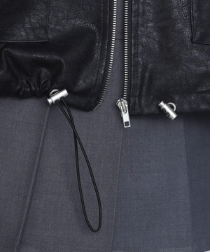 ファー襟付きPUブルゾン