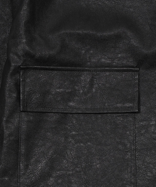 ファー襟付きPUブルゾン