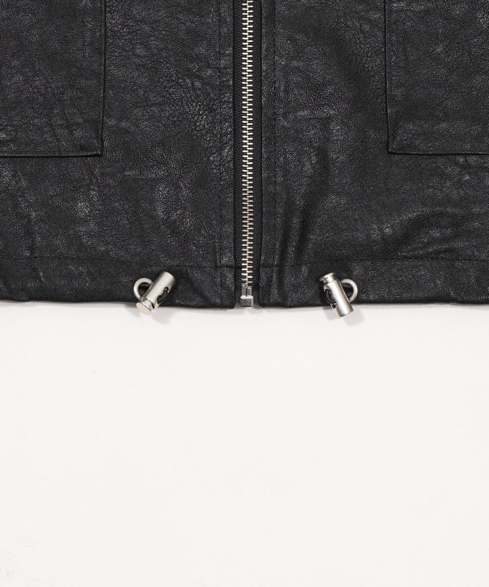 ファー襟付きPUブルゾン