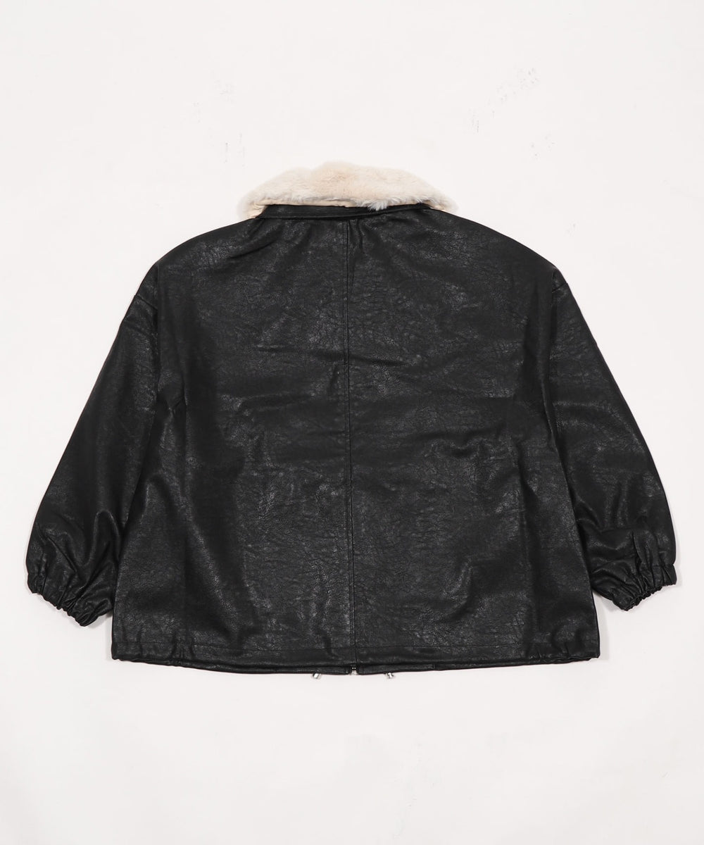 ファー襟付きPUブルゾン