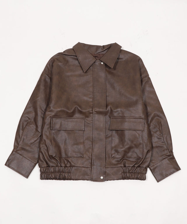 PUステンカラ⁻ブルゾン/ブラウン