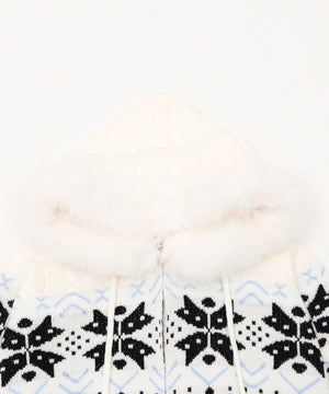 Fファーフードノルディックニットパーカー