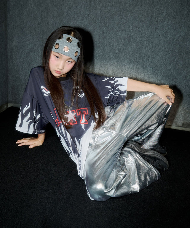 ファイヤパターンTシルバーパンツセット