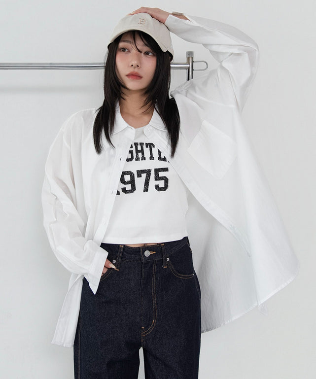 オーバーサイズシャツ/ホワイト　モデル：159cm F着用