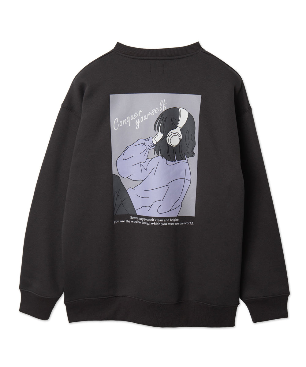 ガールイラストグラフィックプルオーバー