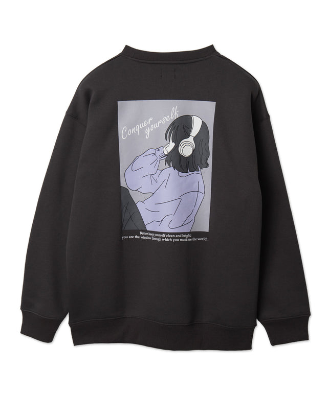 ガールイラストグラフィックプルオーバー