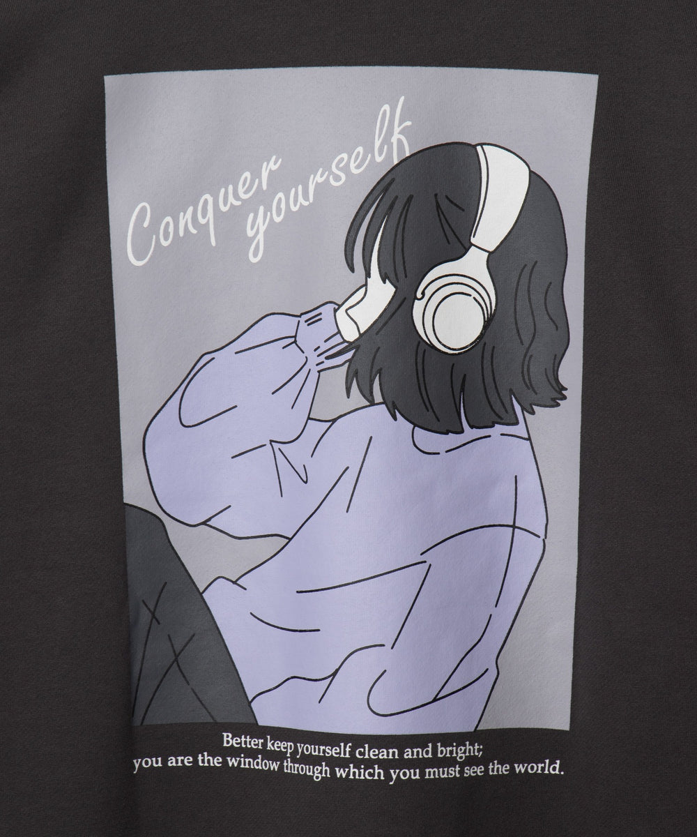 ガールイラストグラフィックプルオーバー