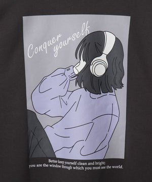 ガールイラストグラフィックプルオーバー