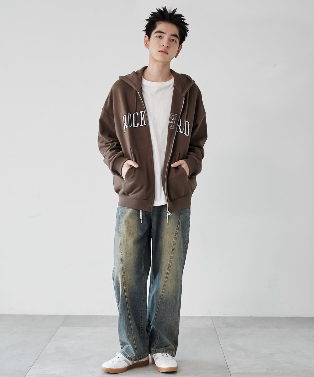 デニム淡加工 モデル：180cm L着用