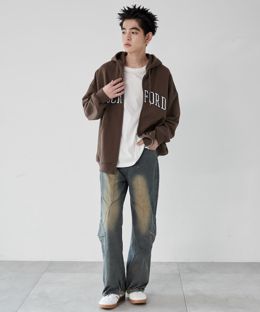 デニム淡加工 モデル：180cm L着用