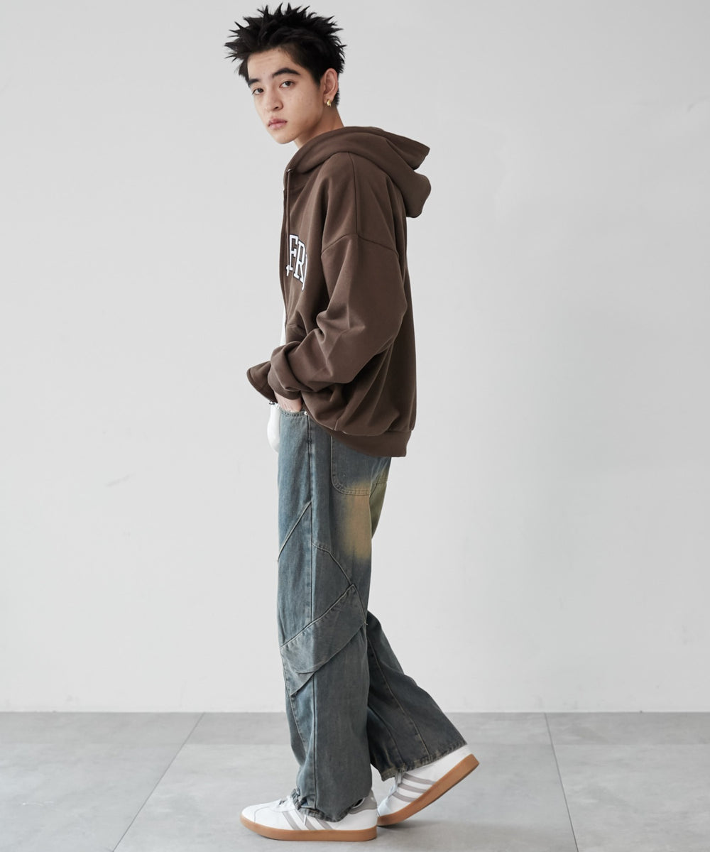 デニム淡加工 モデル：180cm L着用