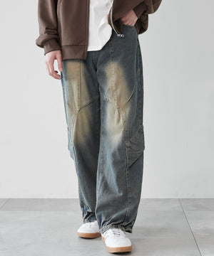 デニム淡加工 モデル：180cm L着用